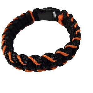 Paracord Bracelet Size 10" Cobra design, Black with Orange - New Handmade